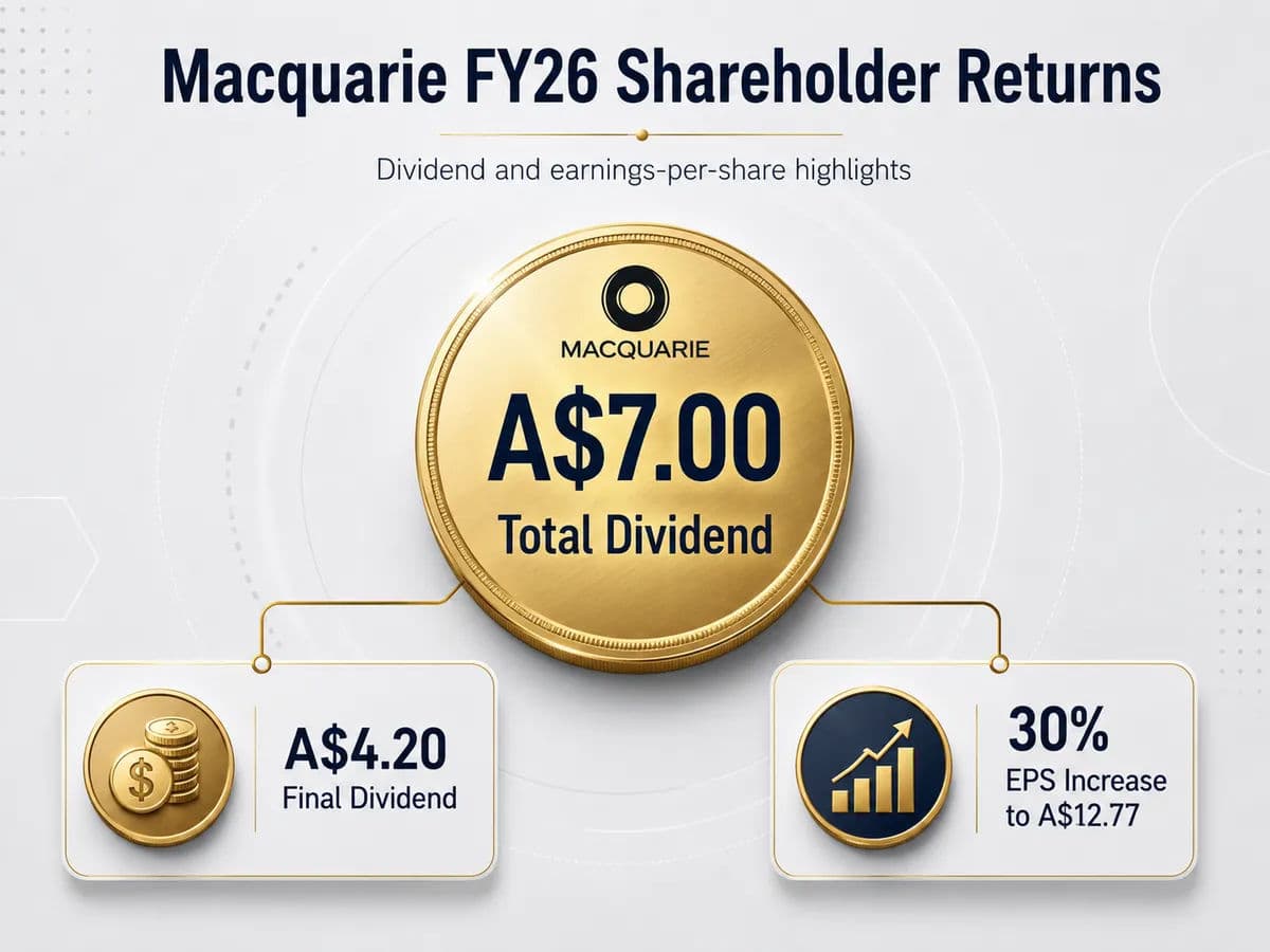 A diagram showing Macquarie Group's shareholder returns for FY26.