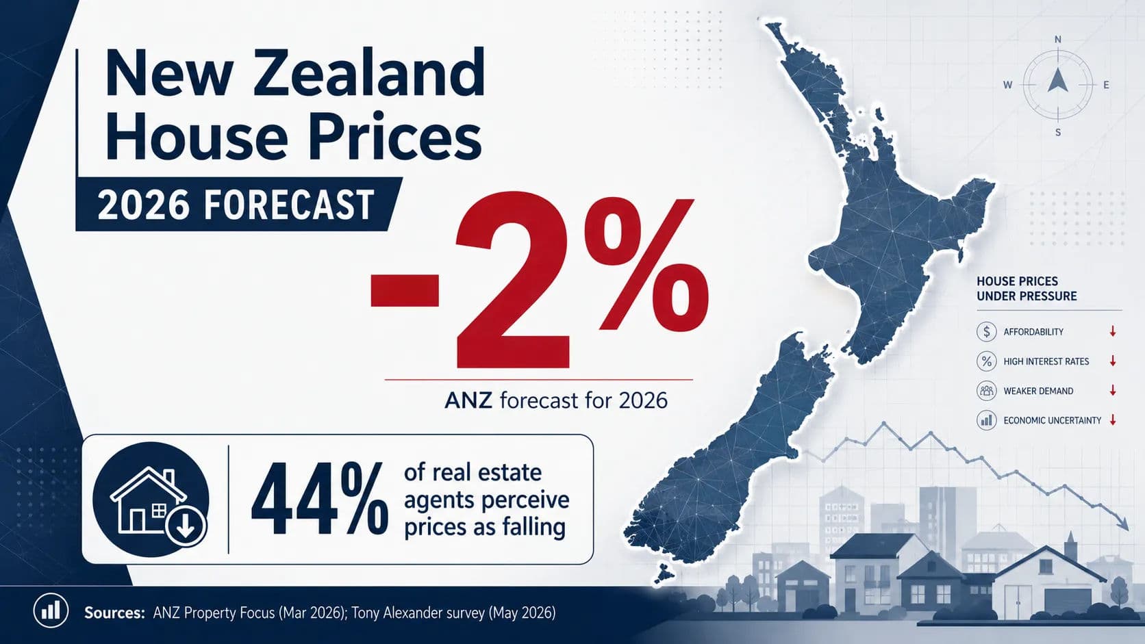 New Zealand housing market faces renewed price pressure as sentiment weakens