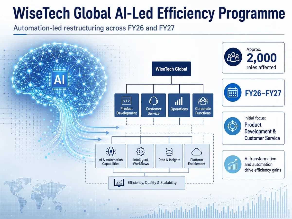 An infographic representing WiseTech Global's AI-led efficiency programme.