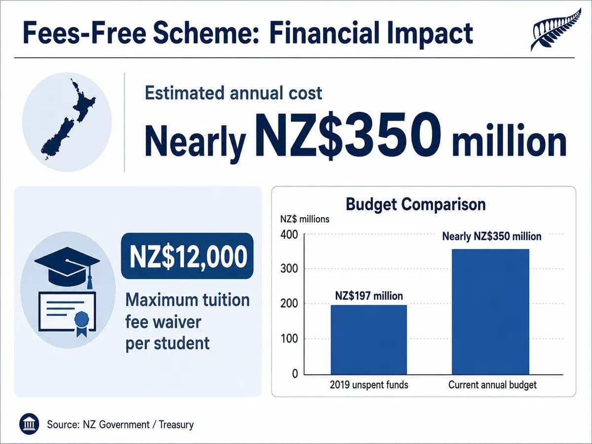 An infographic showing the financial impact of the fee-free scheme.